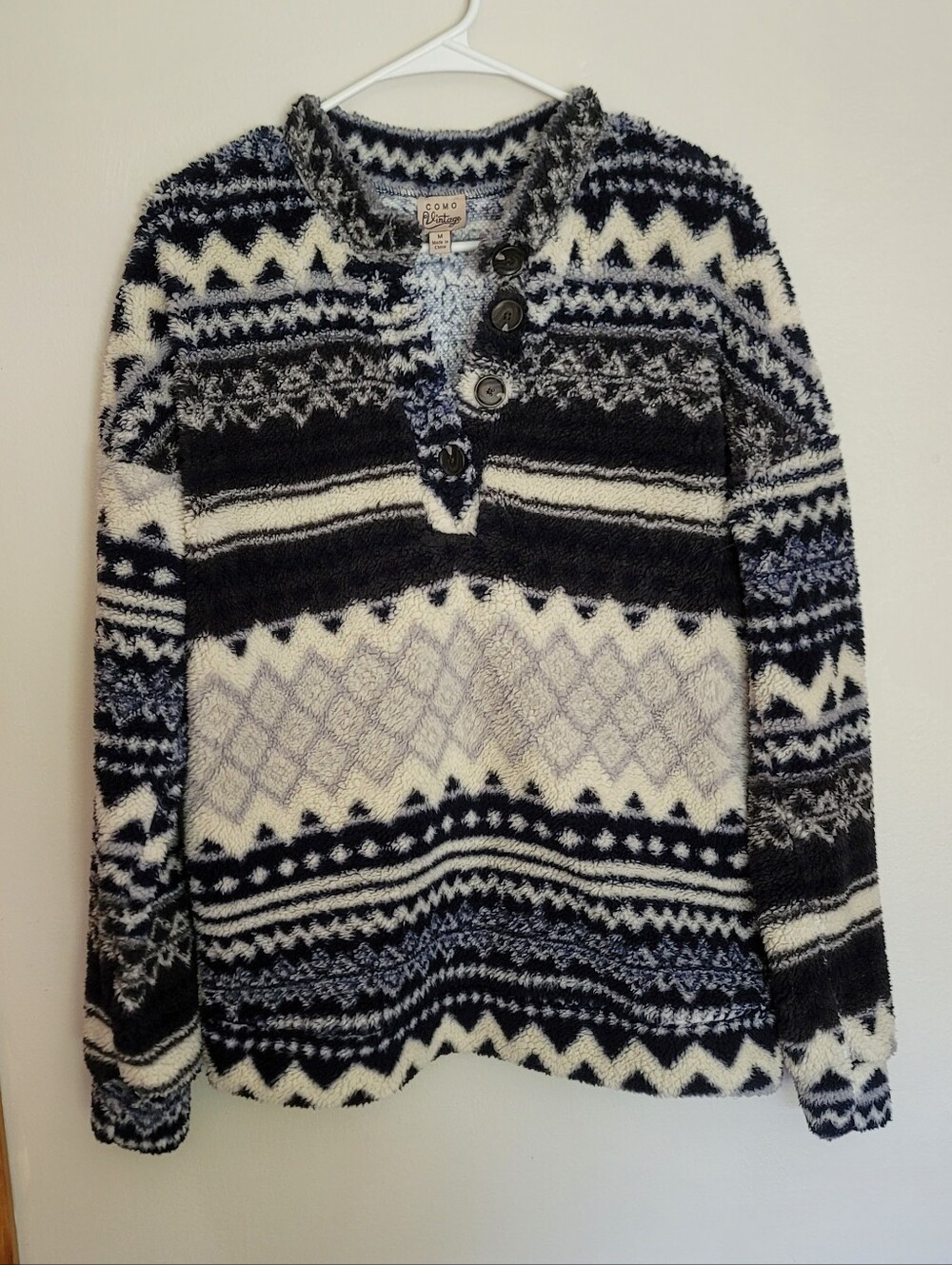 Como Vintage Black & White Patterned Women's Pullover Sweater